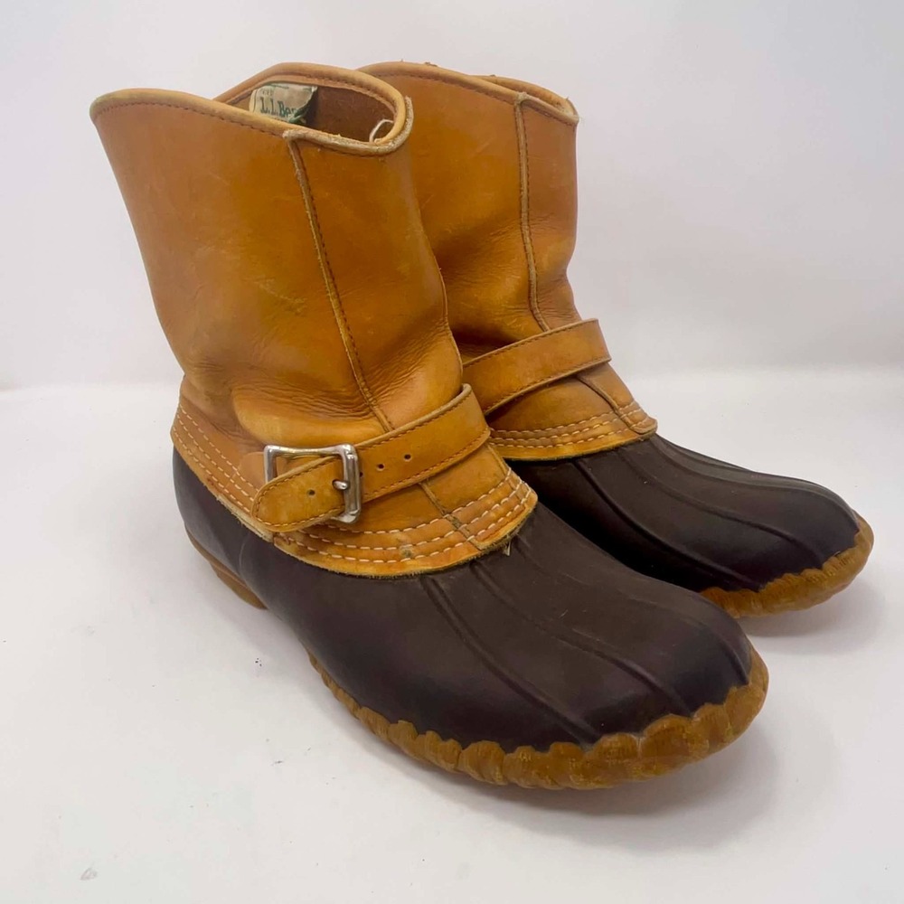 Vintage LL Bean Maine Hunting Shoe Bean Boots Size 8 Buckle Strap Made in USA